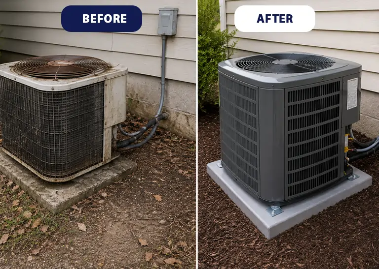 AC installation before and after AC installation before and after