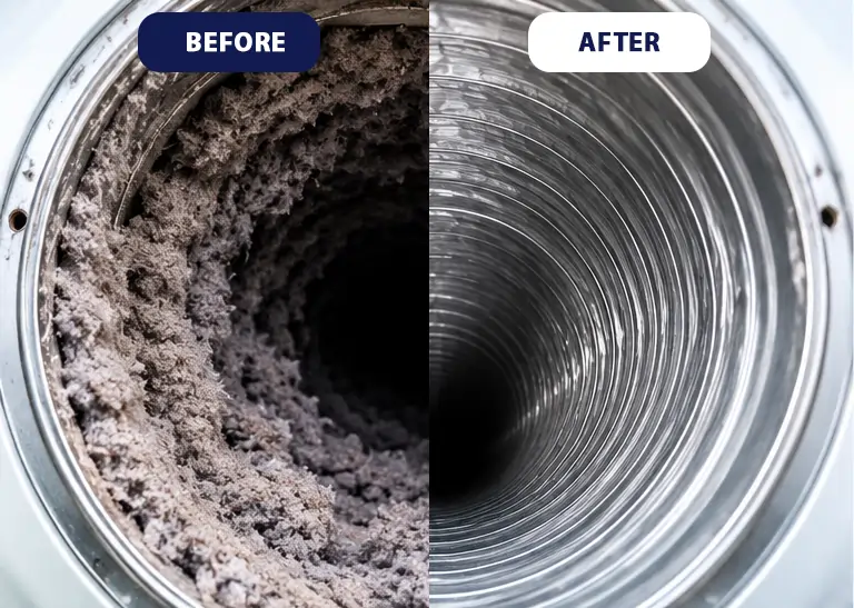 Dryer vent cleaning before and after Dryer vent cleaning before and after